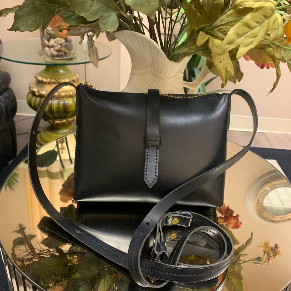 J. Crew Leather Crossbody Bag in Black